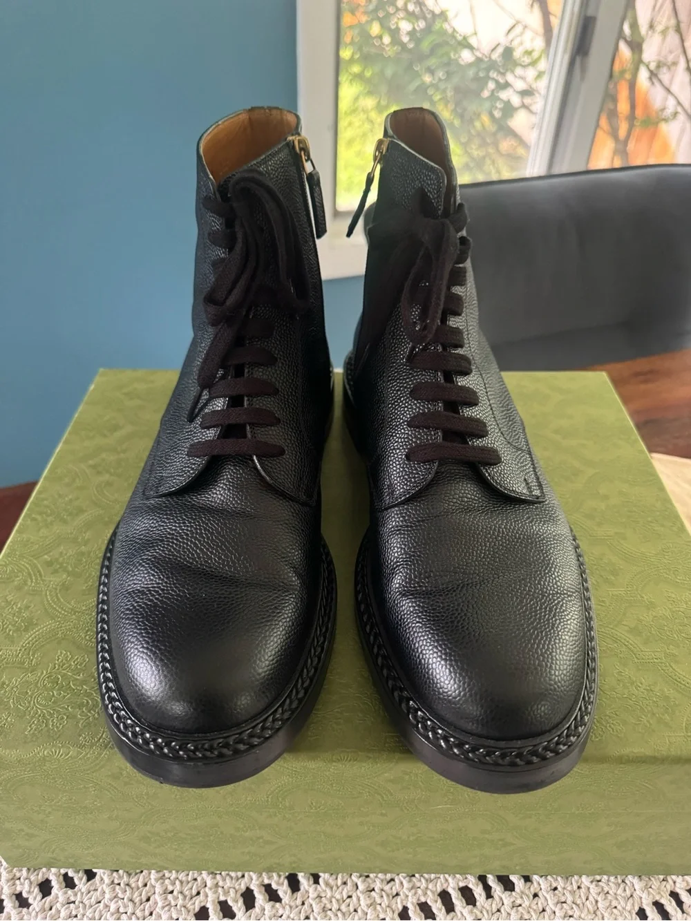 Gucci Black Leather Lace-Up Men's Ankle Boots